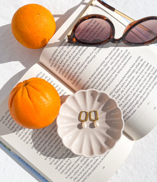 Hranaté náušnice s říční perlou