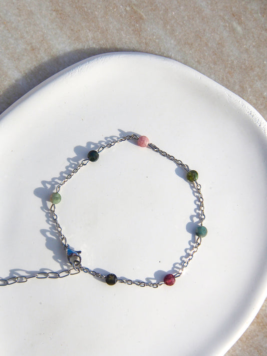 Řetízkový náramek s minerálem Turmalín