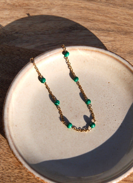 Řetízkový náramek s minerálem Malachit