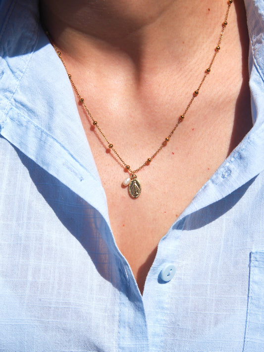 Řetízek s Madonnou a mini říční perlou