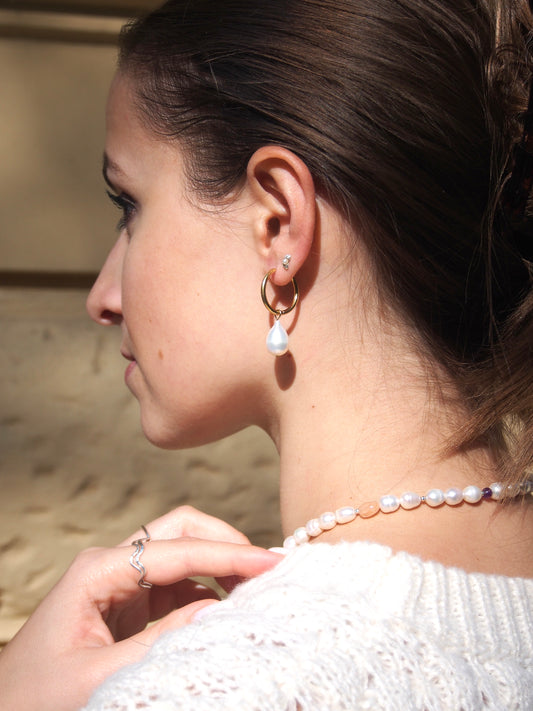 Náušnice s říční perlou