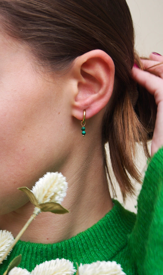 Náušnice s minerálem Malachit