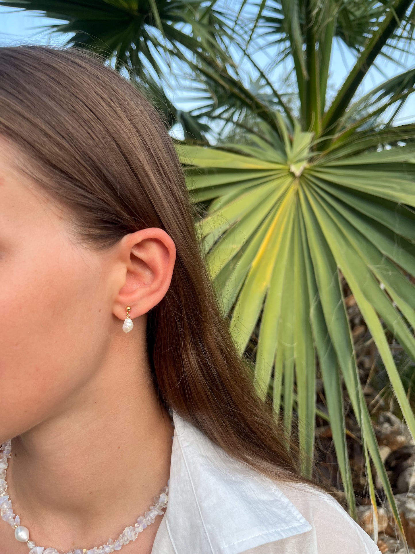 Peckové náušnice s malou říční perlou