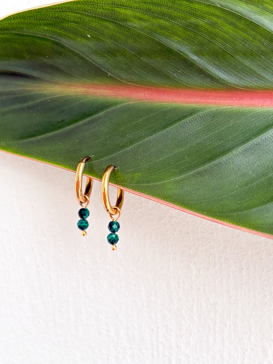 Náušnice s minerálem Malachit