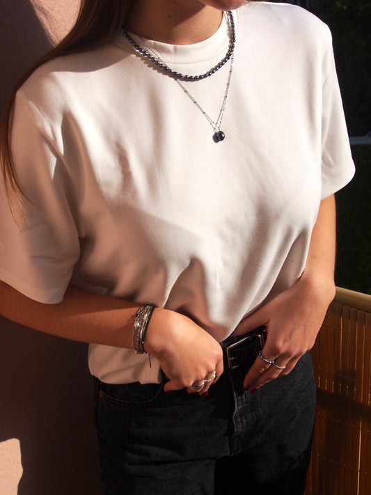 Choker z černých říčních perel