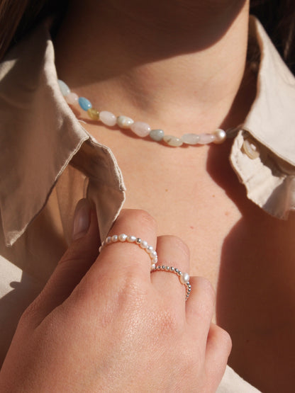 Choker z Morganitu a říčních perel